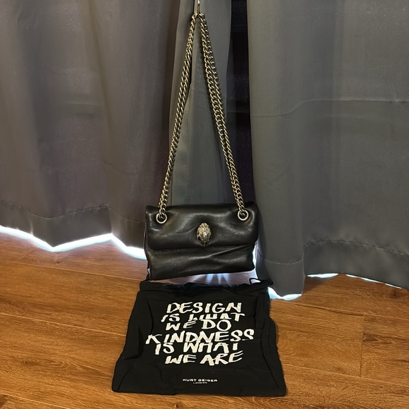 Kurt Geiger Black Leather Bag with Chain Strap and Dust Bag - Picture 2 of 10